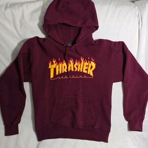 Thrasher Maroon Hoodie with Flame Logo